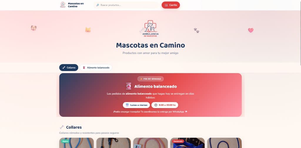 Diseño web y desarrollo para Mascotas en Camino - proyecto M&J