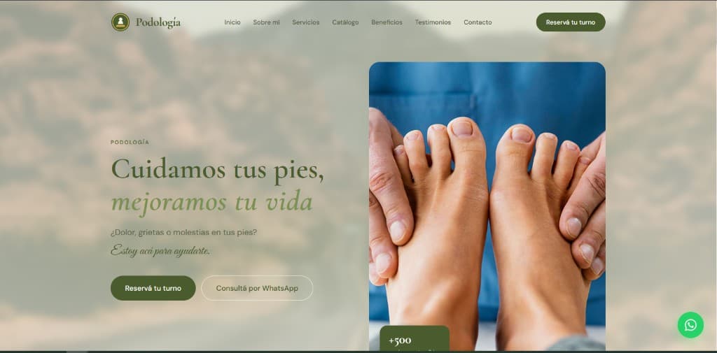 Diseño web y desarrollo para Podología · Carolina Méndez - proyecto M&J