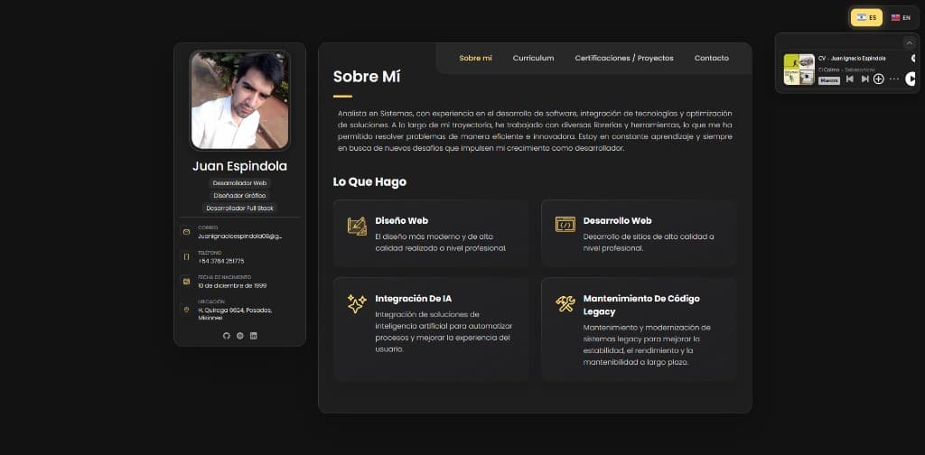 Diseño web y desarrollo para Portfolio Profesional - proyecto M&J